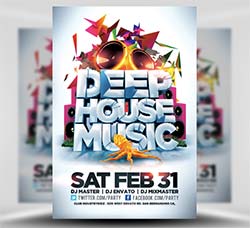 音乐盛典活动海报/传单模板：Deep House Music Flyer Template